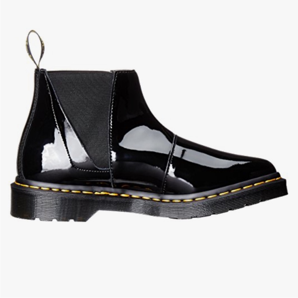 Dr Martens Bianca Smooth Black Leather Chelsea Ankle Boots Women Size 9